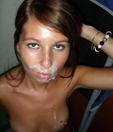 Dude creampied her face and tits, her..