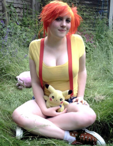 Redhead cutie with great boobs, cosplay